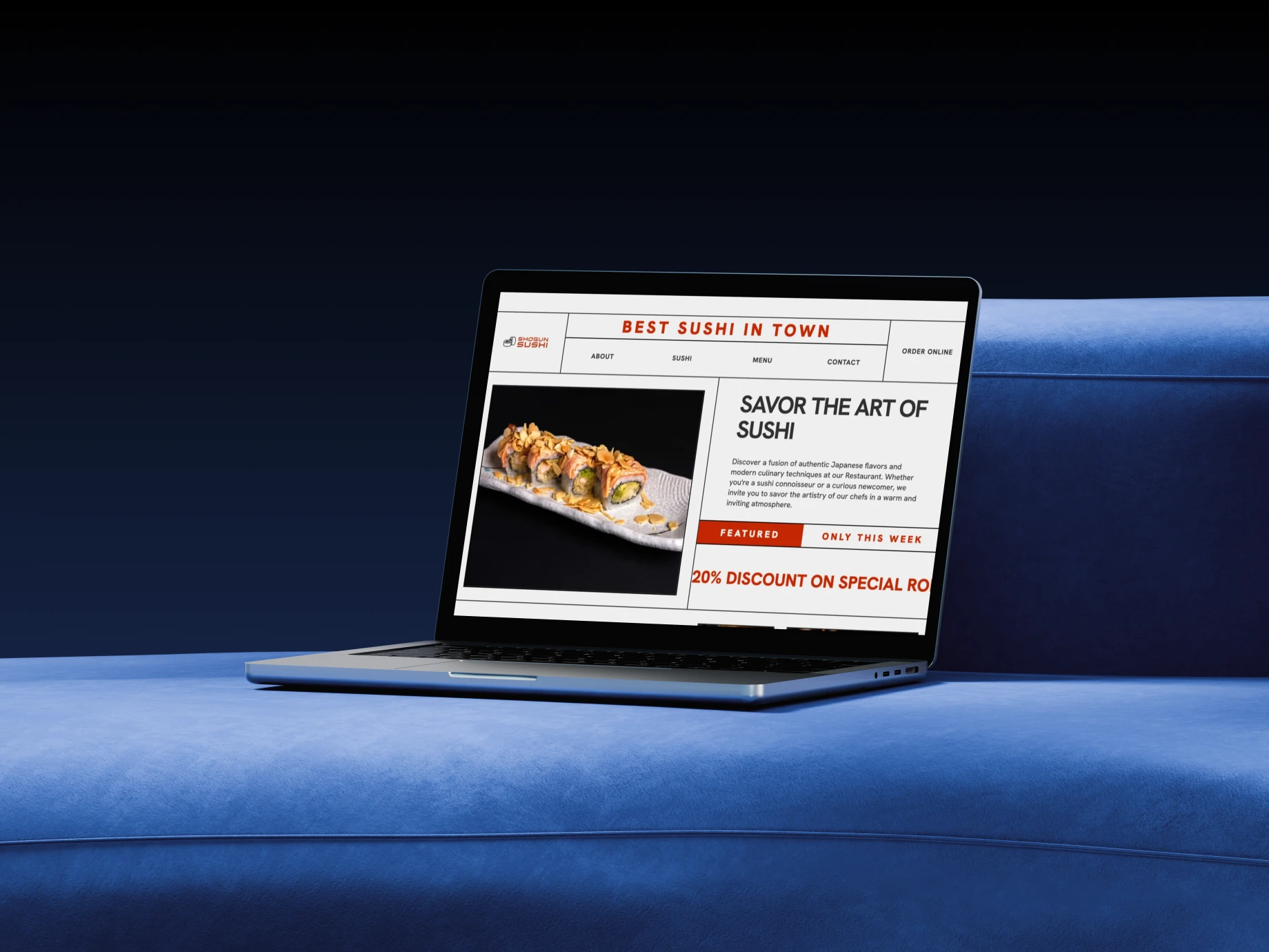 Shogun Sushi website — homepage on desktop